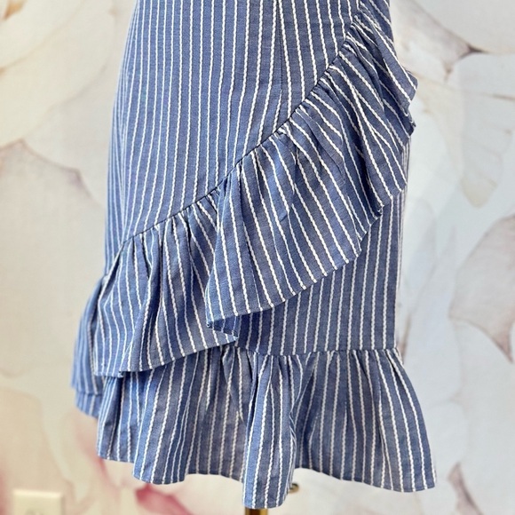 The Fifth Label Blue and White Striped Ruffle Mini Women's Dress XS - Picture 8 of 11